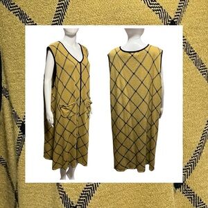 Nina Leonard Gold Sleeveless V-Neck Midi Sundress